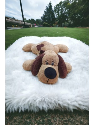 Zolo Kids Sevimli Yatan Köpek Kahverengi Uykucu Dolum Oyuncak 40CM Orta Boy Bebek Uyku ve Oyun Arkadaşı