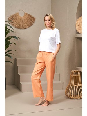 Pjs 25121 Kadın Bisiklet Yaka Kısa Kollu Pamuklu Pijama Takım