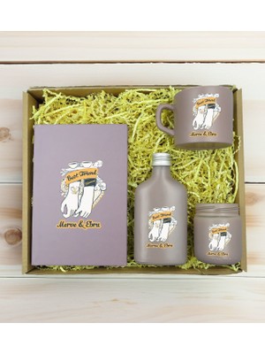 Bk Gift Kişiye Özel Isimli Dtf Best Friend Temalı Mat Gri Defter & Kahve Fincanı & Kolonya & Mum Hediye Seti-4, Arkadaşa Hediye, Doğum Günü Hediyesi