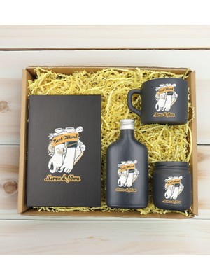 Bk Gift Kişiye Özel Isimli Dtf Best Friend Temalı Antrasit Defter & Kahve Fincanı & Kolonya & Mum Hediye Seti-4, Arkadaşa Hediye, Doğum Günü Hediyesi