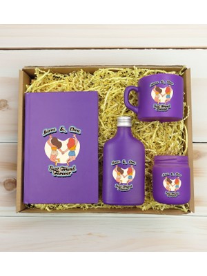 Bk Gift Kişiye Özel Isimli Dtf Best Friend Temalı Mor Defter & Kahve Fincanı & Kolonya & Mum Hediye Seti-6, Arkadaşa Hediye, Doğum Günü Hediyesi