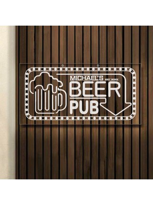 Bk Gift Kişiye Özel Isimli Akrilik Bar TABELASI(38X19CM)-20, Home Bar Tabela, Duvar Dekoru