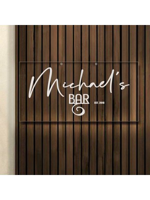 Bk Gift Kişiye Özel Isimli Akrilik Bar TABELASI(38X19CM)-35, Home Bar Tabela, Duvar Dekoru