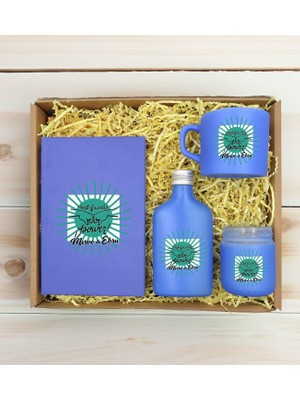 Bk Gift Kişiye Özel Isimli Dtf Best Friend Temalı Mavi Defter & Kahve Fincanı & Kolonya & Mum Hediye Seti-1, Arkadaşa Hediye, Doğum Günü Hediyesi