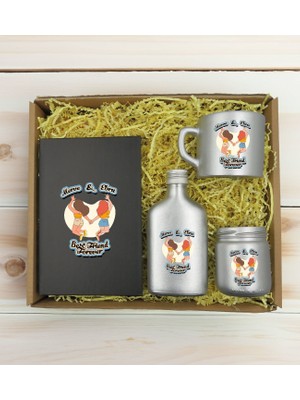 Bk Gift Kişiye Özel Isimli Dtf Best Friend Temalı Antrasit Defter & Gümüş Kahve Fincanı & Kolonya & Mum Hediye Seti-6, Arkadaşa Hediye, Doğum Günü Hediyesi