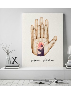 Bk Gift Kişiye Özel Isimli Aile ve Pati Tasarımlı Renkli Kanvas Tablo-1 50X70, Ev Dekorasyonu, Arkadaşa Hediye