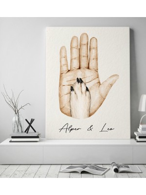 Bk Gift Kişiye Özel Isimli El ve Pati Tasarımlı Renkli Kanvas Tablo-1 50X70, Ev Dekorasyonu, Arkadaşa Hediye