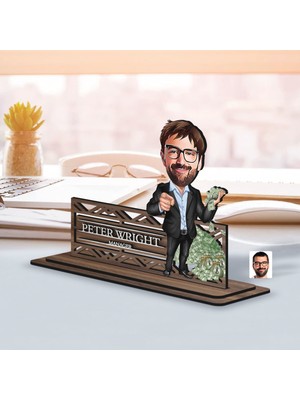 Bk Gift Kişiye Özel 3D Kabartma Isimli Baba Karikatürlü Ahşap Biblo-4, Babaya Hediye, Babalar Günü Hediyeleri