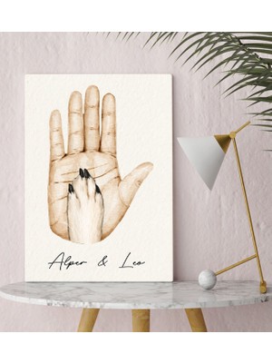 Bk Gift Kişiye Özel Isimli El ve Pati Tasarımlı Renkli Kanvas Tablo-1 30X50, Ev Dekorasyonu, Arkadaşa Hediye