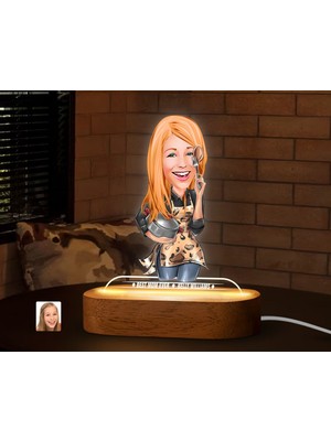 Bk Gift Kişiye Özel Kadın Karikatürlü Dekoratif 3D Biblo LED Işıklı Gece Lambası-7, Sevgiliye Hediye, Arkadaşa Hediye, Doğum Günü Hediyesi