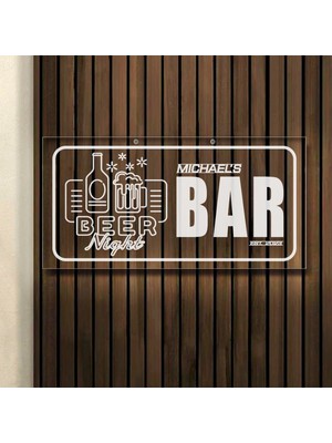 Bk Gift Kişiye Özel Isimli Akrilik Bar TABELASI(38X19CM)-23, Home Bar Tabela, Duvar Dekoru