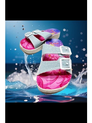 Gezer Çocuk Günlük Yumuşak Simli Çift Tokalı Plaj,havuz,ev ve Dışarı Terliği