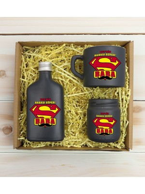 Bk Gift Kişiye Özel Isimli Dtf Baba Temalı Antrasit Kahve Fincanı & Kolonya & Mum Hediye Seti-2, Babaya Hediye, Babalar Günü Hediyeleri