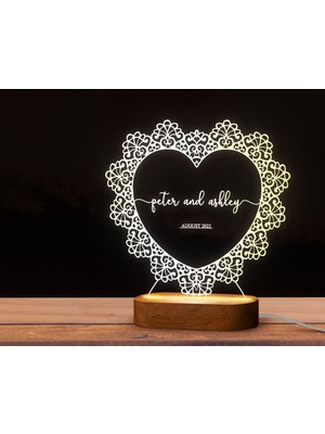 Bk Gift Kişiye Özel Isimli Tarihli Dekoratif LED Lamba, Gece Lambası, Sevgiliye Hediye, Işıklı Pleksi Biblo-2