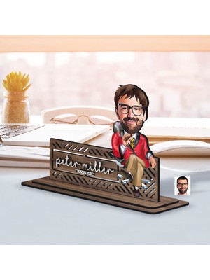 Bk Gift Kişiye Özel 3D Kabartma Isimli Baba Karikatürlü Ahşap Biblo-3, Babaya Hediye, Babalar Günü Hediyeleri