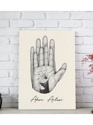 Bk Gift Kişiye Özel Isimli Aile ve Pati Tasarımlı Siyah Beyaz Kanvas Tablo-2 20X30, Ev Dekorasyonu, Arkadaşa Hediye