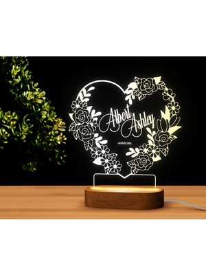 Bk Gift Kişiye Özel Isimli Tarihli Dekoratif LED Lamba, Gece Lambası, Sevgiliye Hediye, Işıklı Pleksi Biblo-4