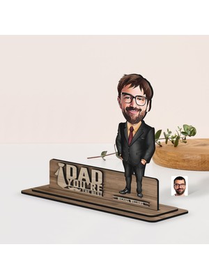 Bk Gift Kişiye Özel 3D Kabartma Isimli Baba Karikatürlü Ahşap Biblo-9, Babaya Hediye, Babalar Günü Hediyeleri
