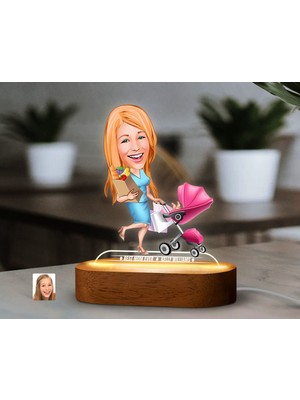 Bk Gift Kişiye Özel Kadın Karikatürlü Dekoratif 3D Biblo LED Işıklı Gece Lambası-5, Sevgiliye Hediye, Arkadaşa Hediye, Doğum Günü Hediyesi