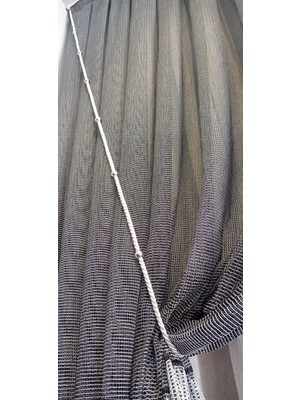 Ser Art Boncuklu Fon Perde Tül Kruvaze Perde Tavan Bağlama Halatı Kremhalat Gümüşboncuk