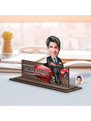 Bk Gift Kişiye Özel 3D Kabartma Isimli Baba Karikatürlü Ahşap Biblo-2, Babaya Hediye, Babalar Günü Hediyeleri