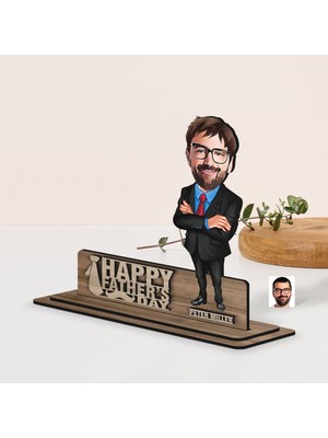 Bk Gift Kişiye Özel 3D Kabartma Isimli Baba Karikatürlü Ahşap Biblo-7, Babaya Hediye, Babalar Günü Hediyeleri