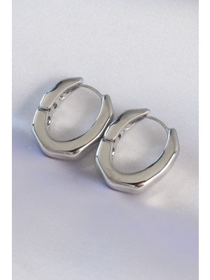 Callerrons Accessories  Pirinç Gümüş Renk Kalın Kemik Model Küpe - EBJ240601W24756