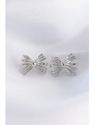 Callerrons Accessories  Pirinç Gümüş Renk Fiyonk Küpe - EBJ240601W24542