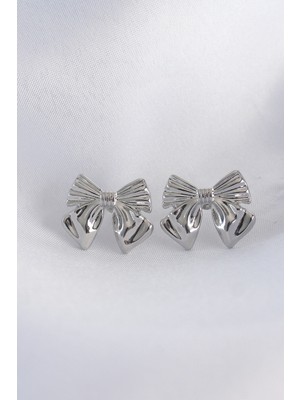 Callerrons Accessories  Pirinç Gümüş Renk Fiyonk Küpe - EBJ240601W24554