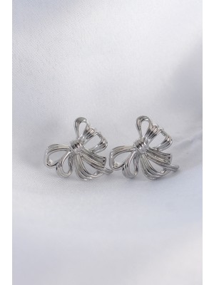 Callerrons Accessories  Pirinç Gümüş Renk Fiyonk Küpe - EBJ240601W24556