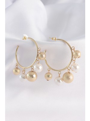 Callerrons Accessories  Pirinç Gold Renk Topçuk Model Halka Küpe - EBJ240601W24519