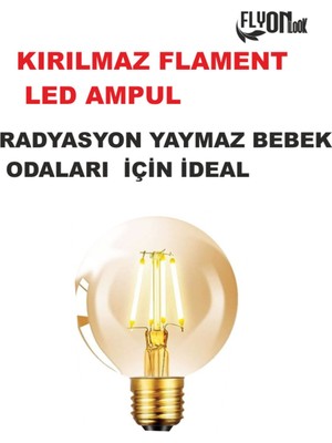 Flyonlook Kırılmaz  Gövde Özel Tasarım Flament G80 6W Ampul Dim Edilebilir LED Işık Radyasyon Yaymaz