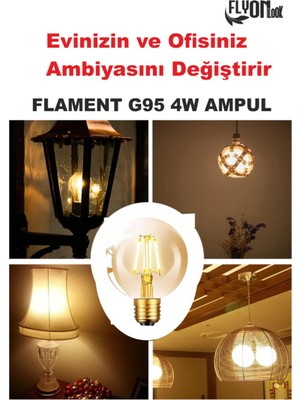 Flyonlook Kırılmaz  Gövde Özel Tasarım Flament G95 4W Ampul Dim Edilebilir LED Işık Radyasyon Yaymaz