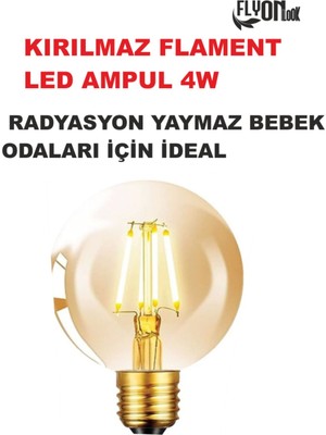 Flyonlook Kırılmaz  Gövde Özel Tasarım Flament G80 4W Ampul Dim Edilebilir LED Işık Radyasyon Yaymaz