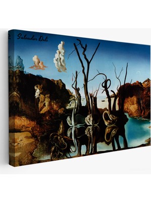 Harita Sepeti Salvador Dali - Filleri Yansıtan Kuğular Tablo - Swans Reflecting ELEPHANTS-7118