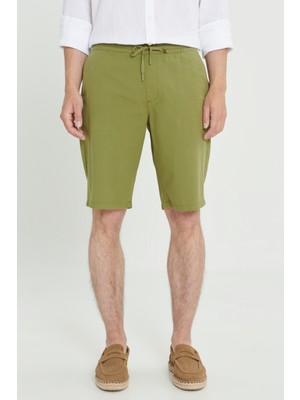 Altınyıldız Classics Erkek Haki Keten Comfort Fit Rahat Kesim Yan Cepli Şort