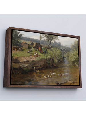 Harita Sepeti Çerçeveli Carl Jutz - Ördek Ailesi TABLOSU-7072