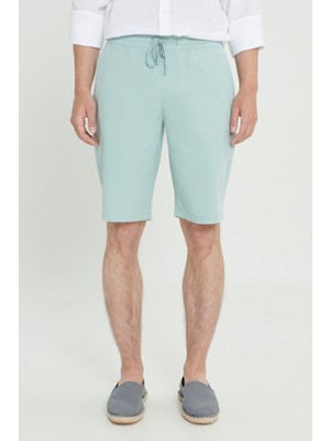 Altınyıldız Classics Erkek Açık Mint Yeşili Keten Comfort Fit Rahat Kesim Yan Cepli Şort