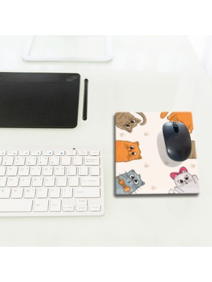 Decorita Cam Mouse Pad | Cam Masa Matı | Cat Mascot | Small | 18CM x 22CM