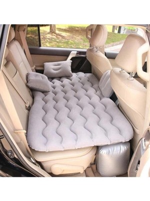 Tekno Trust Gri Slipt Araç Içi Şişme Yatak Araba-Kamp Yatağı Elektrikli Pompa Tamir Kiti ve Yastıklı Yatak Seti