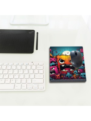 Decorita Cam Mouse Pad | Cam Masa Matı | Cute Monsters | Small | 18CM x 22CM