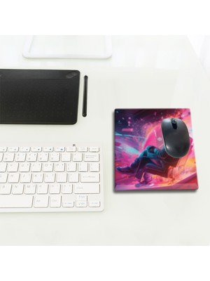 Decorita Cam Mouse Pad | Cam Masa Matı | Techno Boy | Small | 18CM x 22CM