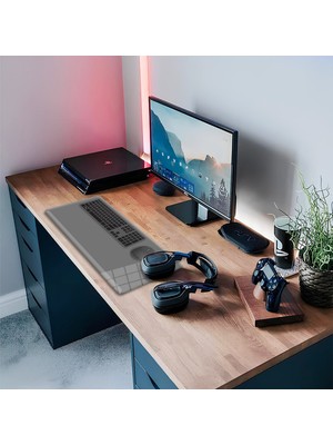 Decorita Cam Mouse Pad | Cam Masa Matı | Düz Renk - Gri | Large | 40CM x 80CM