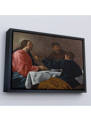 Harita Sepeti Çerçeveli Diego Velázquez - Emmaus'ta Akşam Yemeği Tablo - The Supper At EMMAUS-7145