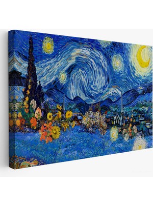 Harita Sepeti Çerçeveli Vincent Van Gogh - Yıldızlı Geceler Tablo - Starry NIGHT-7172