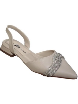 Yaz Kış Ayakkabı Yazkış Kadn Siyah Ten Gümüş Çilt Üzeri Taşlı Arkası Açık 2cm Topuklu Düğün Nişan Mezuniyet Babet