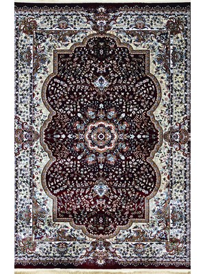 Trendy Carpet Trendycarpet Bambu Dokusunda Etnik Desenli Halı Salon Oturma Odası Antialerjik Bordo 3528