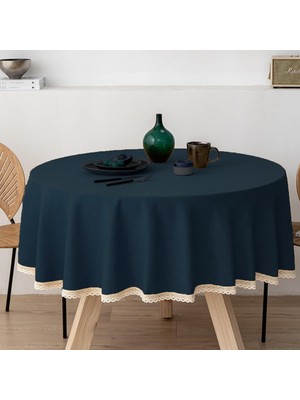 Meral Kurşun Collection Güpür Detaylı Dertsiz Yuvarlak Masa Örtüsü