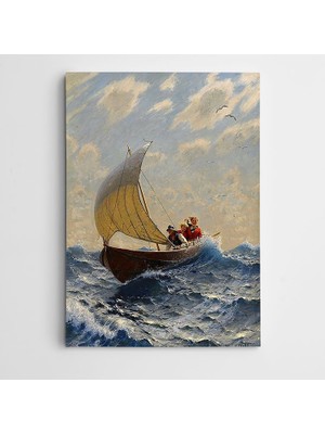 Dekolata Yelken Kuş İnsanlar Ve Deniz Kanvas Tablo