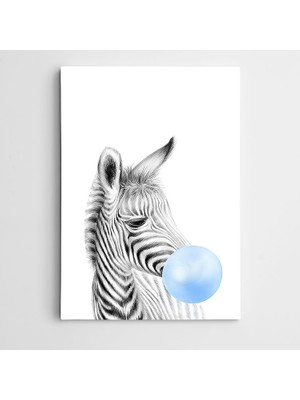 Dekolata Mavi Sakızlı Zebra Kanvas Tablo